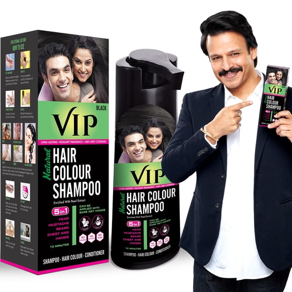 Vip Hair Colour Shampoo 180Ml Black For Men & Women | Alternate To Hair Dye | Instant Beard Color