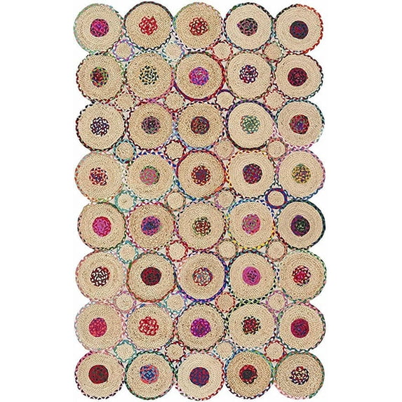 Vipanth Exports Cotton And Jute Rug Hand Braided Square Area Rug Handmade Rugs for Home Decor (2x2 Feet)