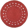 thumbnail image 1 of Vipanth Exports Round Red with Circle Designs Jute Rug , Area Rug For Home Decor ( 2x2 Feet), 1 of 3