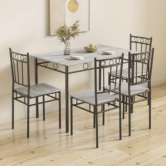 Vipbear 5-Piece Kitchen Table and Chairs, Rectangular Dining Room Table Set with 4 Chairs, Space-Saving Kitchen Table Set for Small Space,Dinette,Apartment