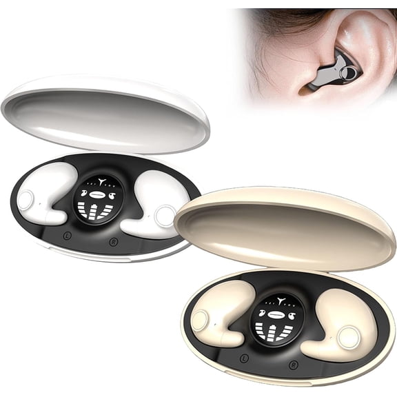 Vipbugo Earbuds for Sleeping, Vipbugo Invisible Sleep Wireless Earphone,Sleeping Flat Earbuds for Side Sleepers Built-in Mic,Ipx5 Waterproof,360°Surround HiFi Sound,LED Power Display