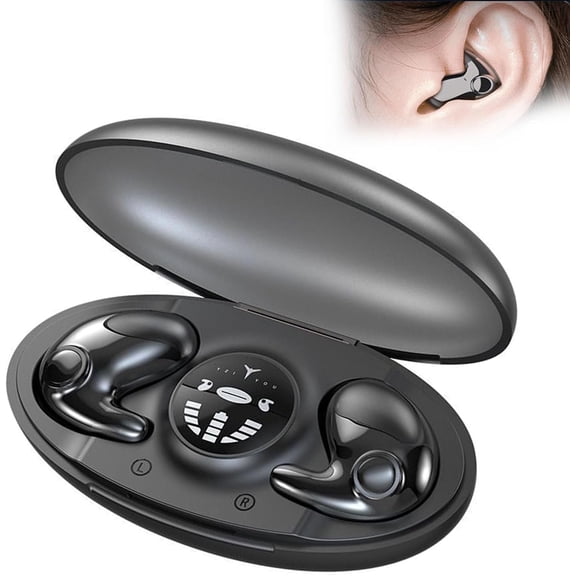 Vipbugo Earbuds for Sleeping, Vipbugo Invisible Sleep Wireless Earphone,Sleeping Flat Earbuds for Side Sleepers Built-in Mic,Ipx5 Waterproof,360Surround HiFi Sound,LED Power Display