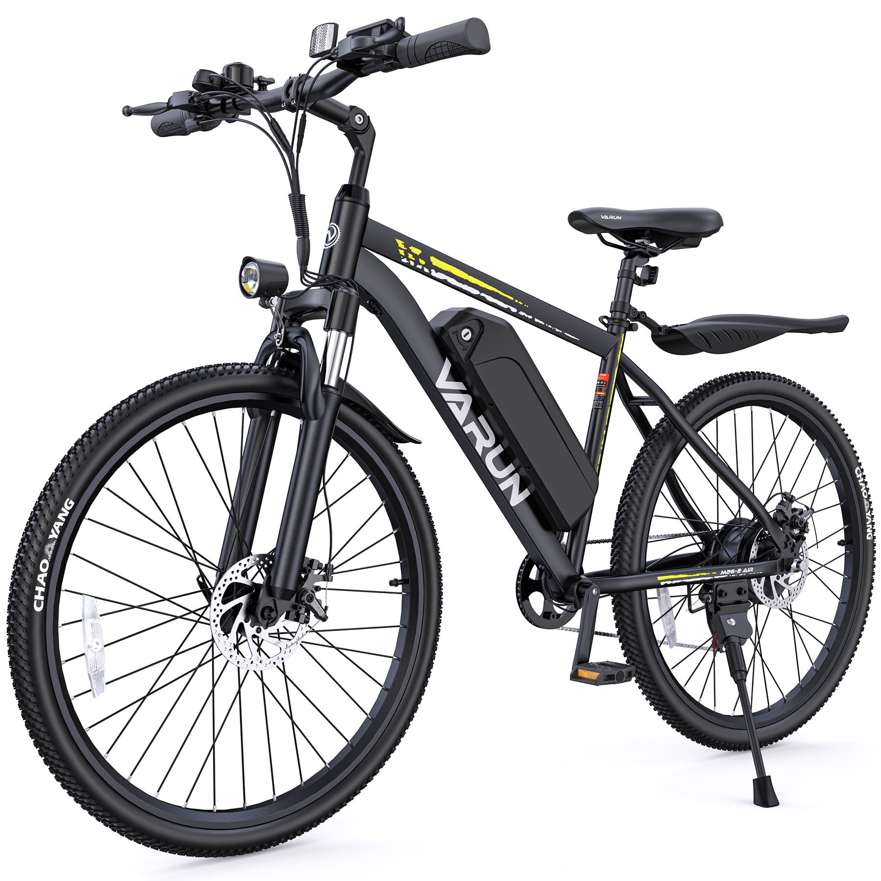 VARUN Electric Bike for Adults 26", 500W(Peak) E-Mountain Bike 36V Removable Battery UL2849, 20MPH Up to 40 Miles, 21-Speed Shimano Gears, Front Fork Suspension & Dual Disc Brakes