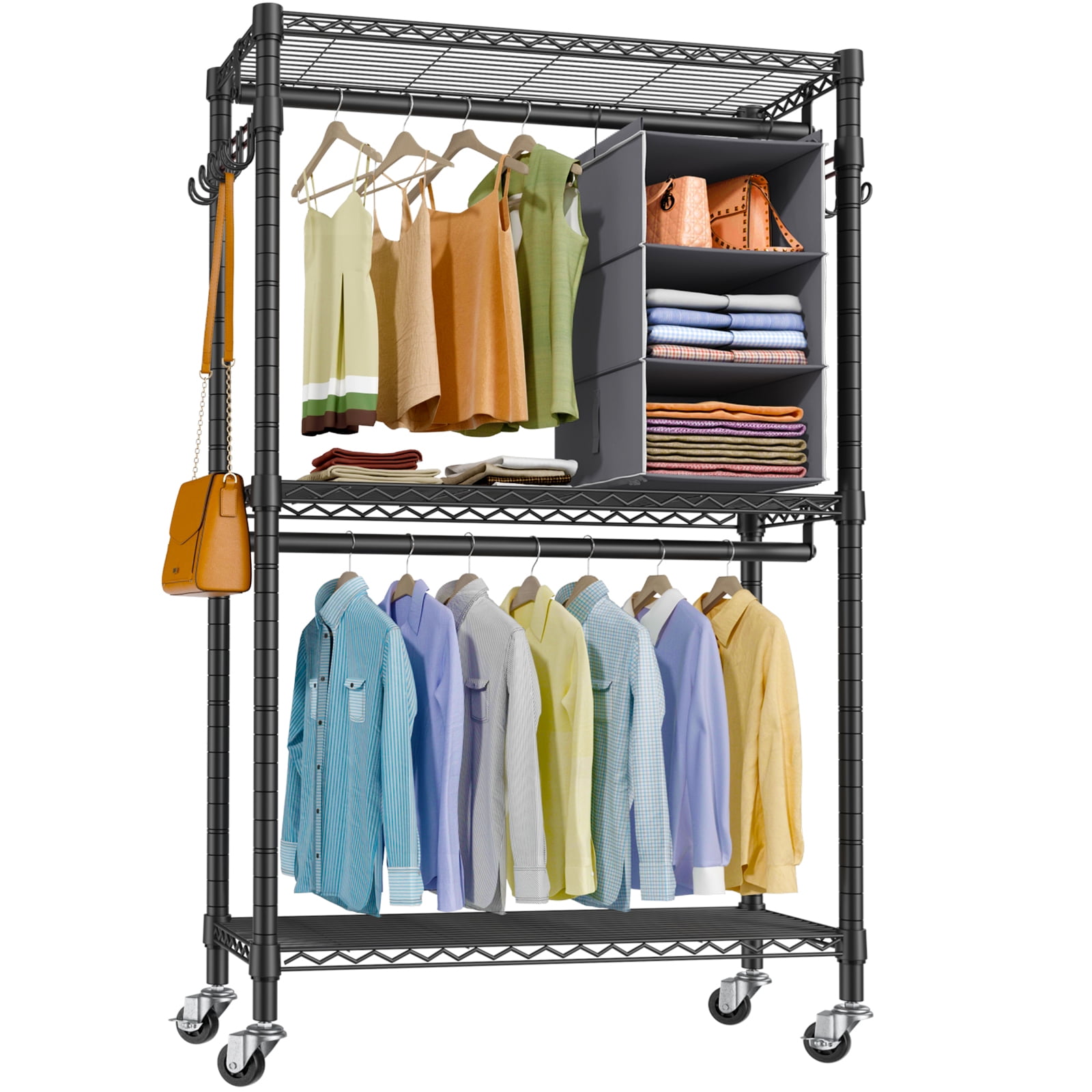 Vipek V12E Garment Rack Heavy Duty Rolling Clothes Rack With Hanging