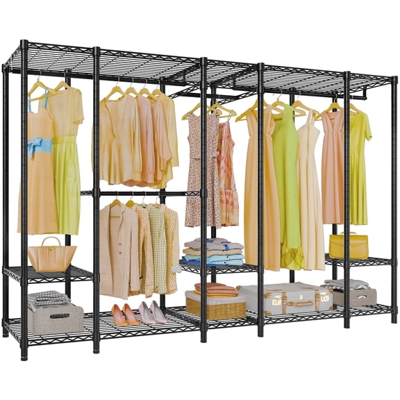 VIPEK V50 Extra Large Portable Closet Rack Bedroom Armoire Freestanding Wardrobe Closet, Heavy Duty Clothes Rack Multi-Functional Metal Clothing Rack for Hanging Clothes, Max Load 1300lbs, Black