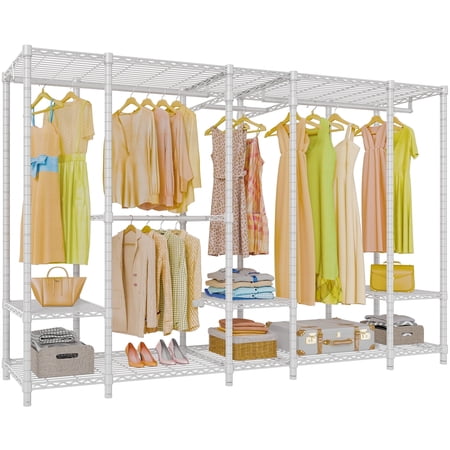 VIPEK V50 Extra Large Portable Closet Rack Bedroom Armoire Freestanding Wardrobe Closet, Heavy Duty Multi-Functional Metal Clothing Rack for Hanging Clothes, Max Load 1300lbs, White