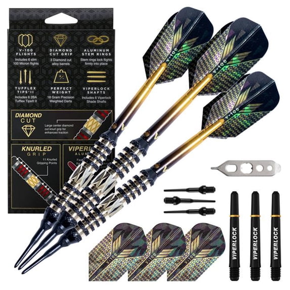Viper 20 Grams Wizard Soft Tip Darts, Gold & Black