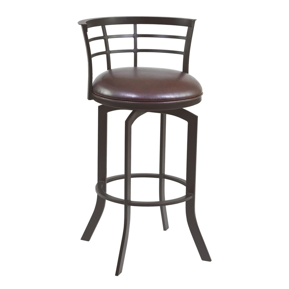 Viper 30" Bar Height Swivel Barstool in Auburn Bay finish with Brown Faux Leather