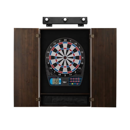 Viper 787 Electronic Dartboard, Metropolitan Espresso Cabinet & Shadow Buster Dartboard Light Bundle