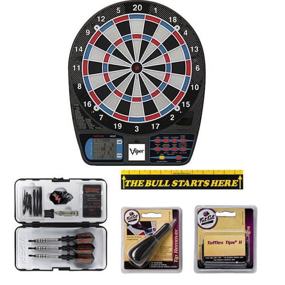 Viper 787 Electronic Dartboard with Pitbull Tungsten Darts and Accessory Set