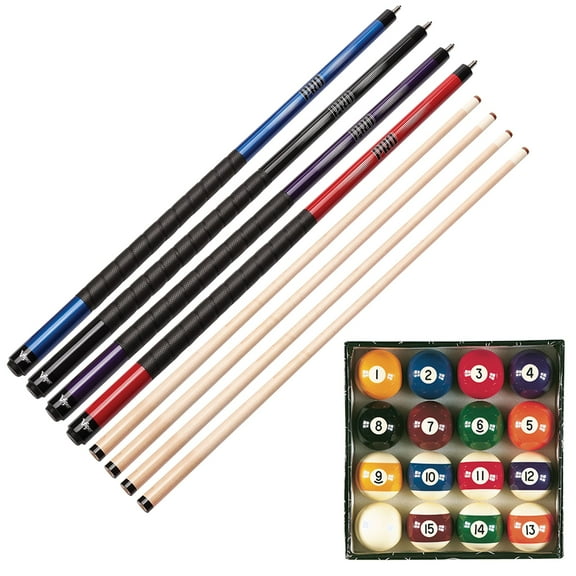 Viper Billiard Master Pool Ball Set with 4 Viper Sure Grip Pro Cues
