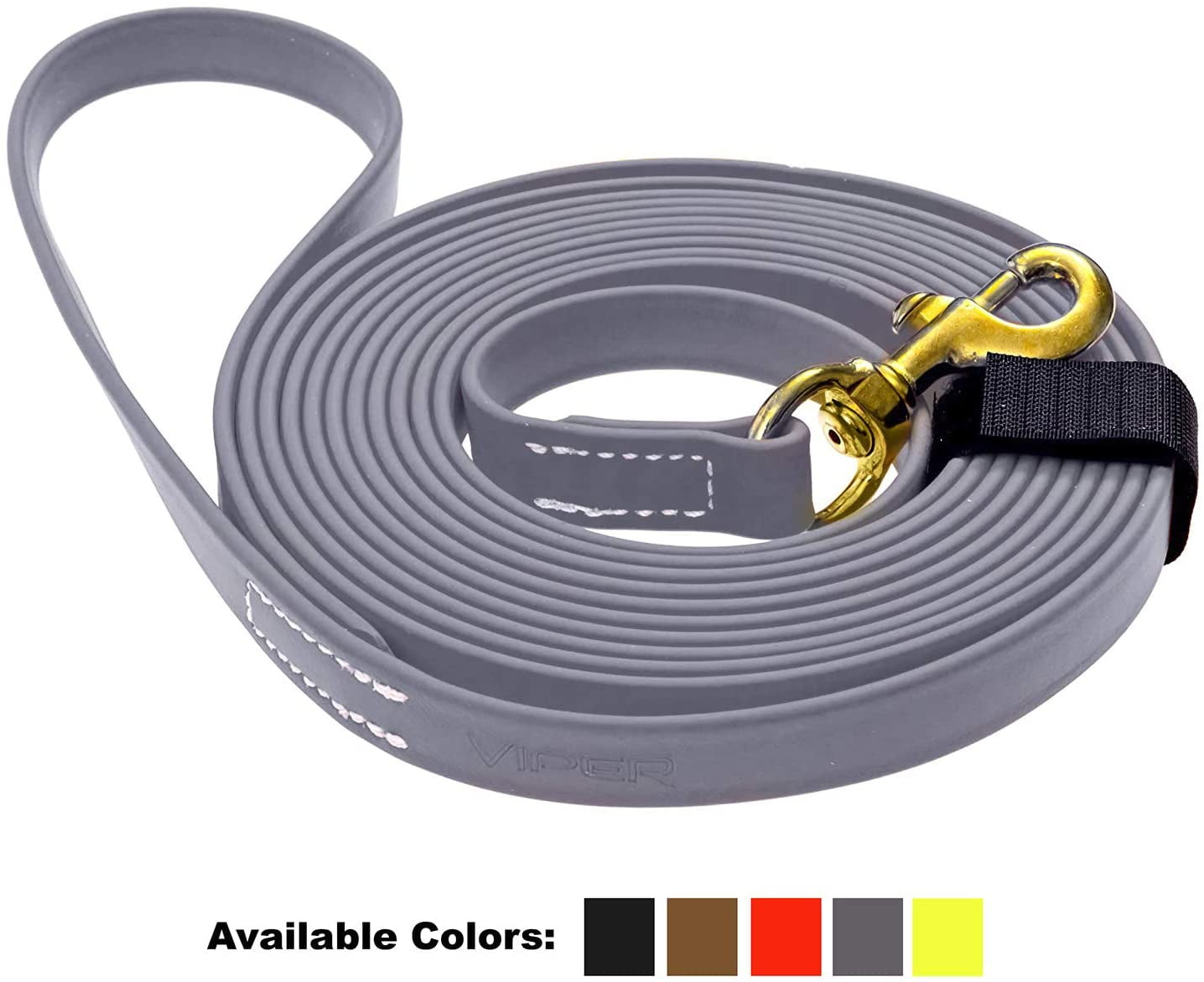 Viper - Biothane K9 Working Dog Leash Waterproof Lead for Tracking Training  Schutzhund Odor-Proof Long Line with Solid Brass Snap for Puppy Medium and  Large Dogs(GrayW: 1/2