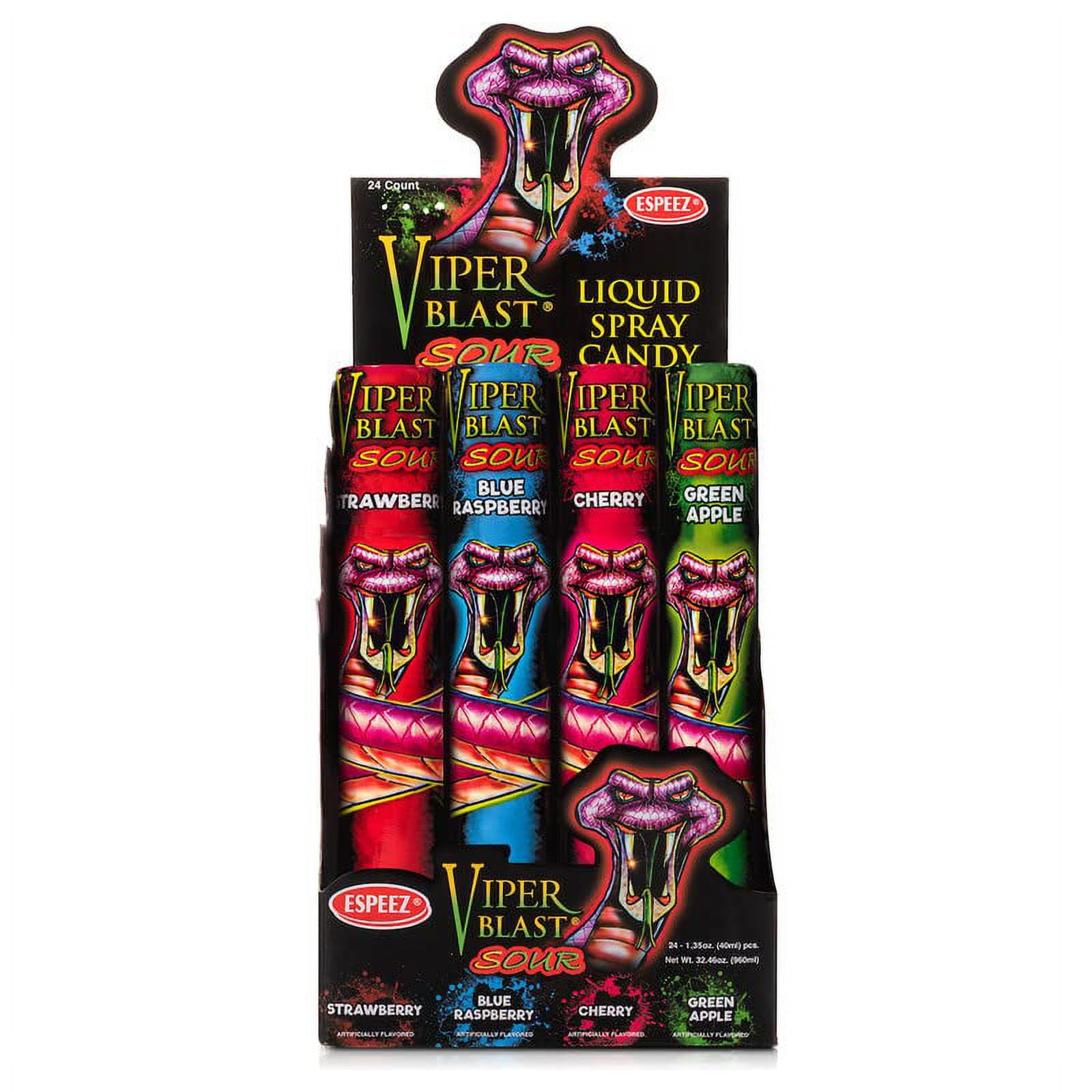 Viper Blast 24 Pieces IndividuallyPacked Spray Sour Candy Bottles