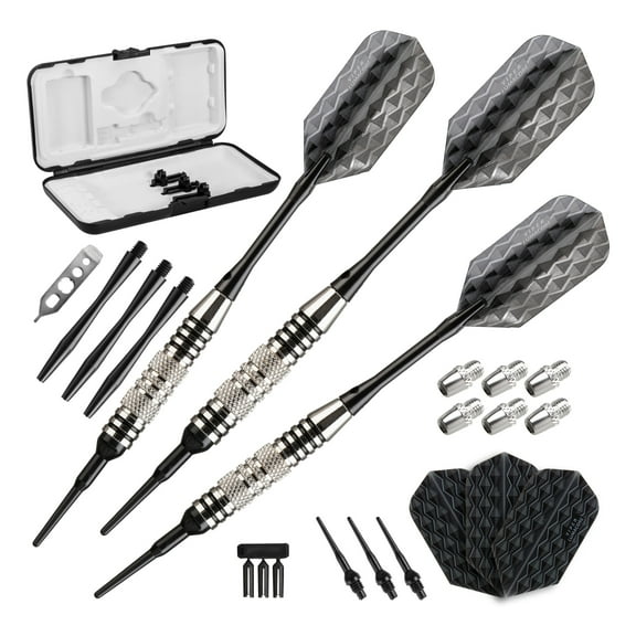 Viper Bobcat Adjustable Soft Tip Black Ring Darts w/ Storage/Travel Box, 16-18g