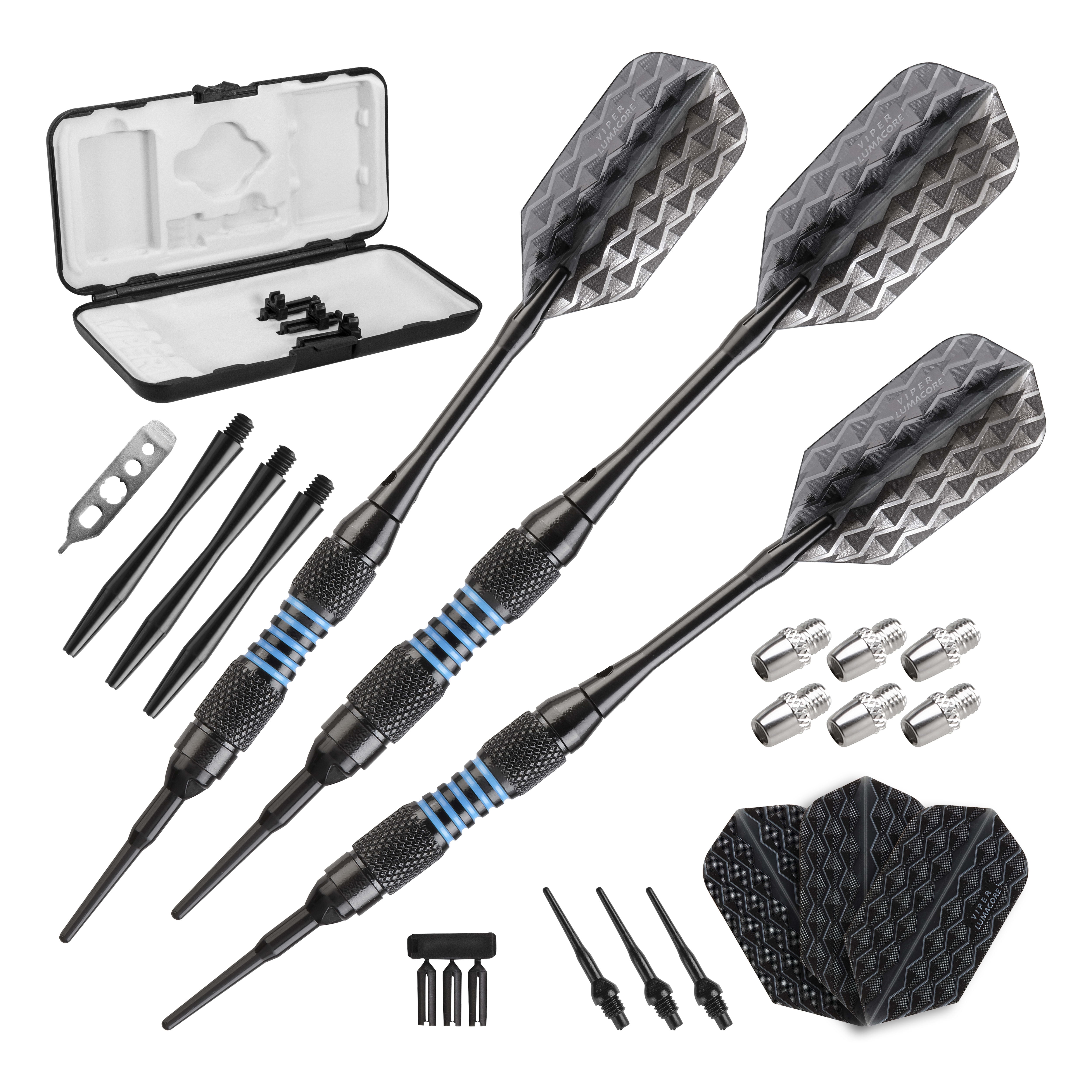 Viper Bobcat Adjustable Soft Tip Dart Set, 16-18 Grams, Blue