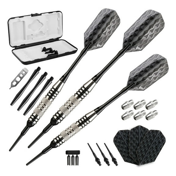 Viper Bobcat Nickel Plated Adjustable Soft Tip Darts w/ Black Rings, 16-19 Grams