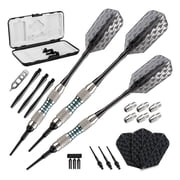 Viper Bobcat Nickel Plated Adjustable Soft Tip Darts w/ Green Rings, 16-19 Grams