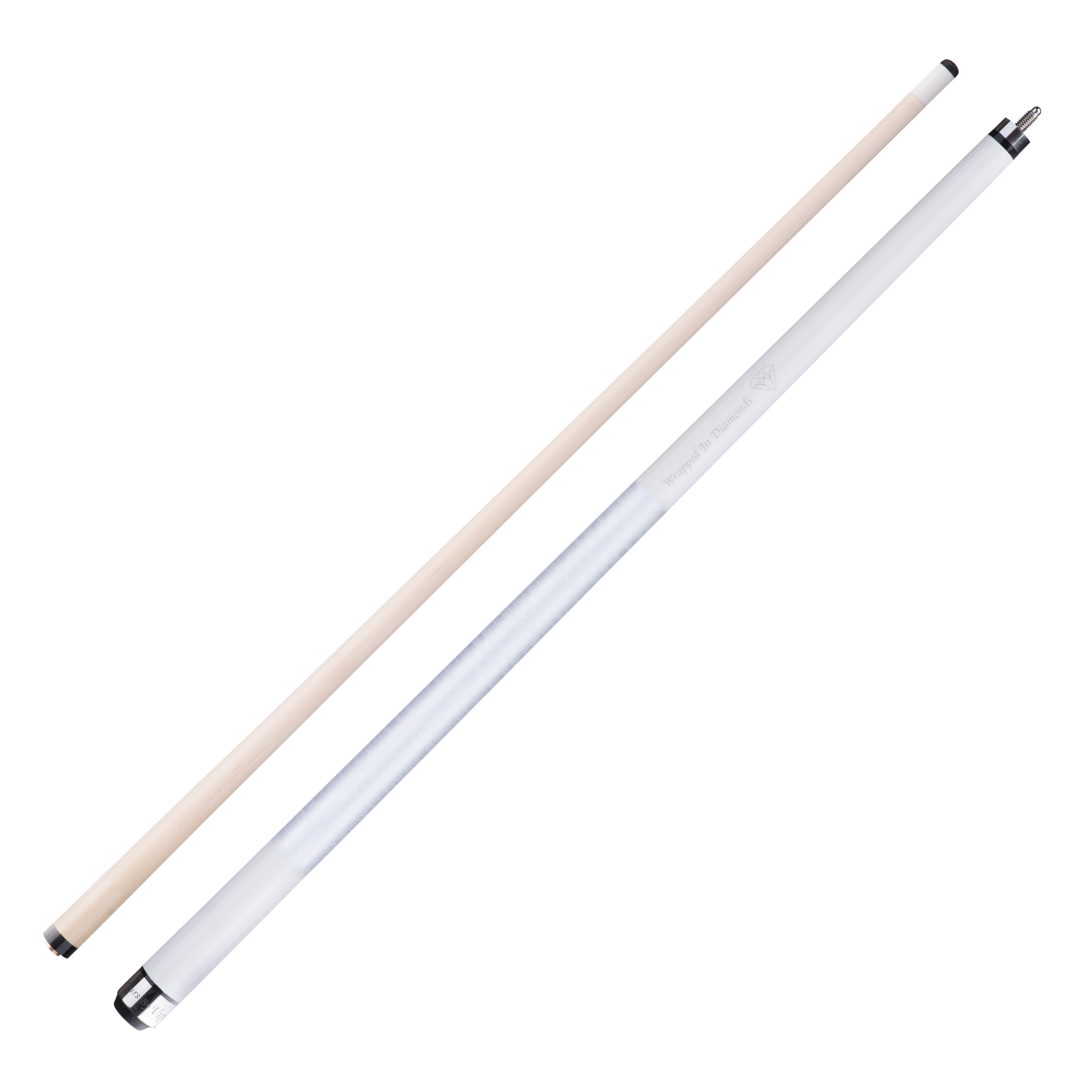 58" White and Beige Maple Wood Pool Cue with Stainless Steel Joint