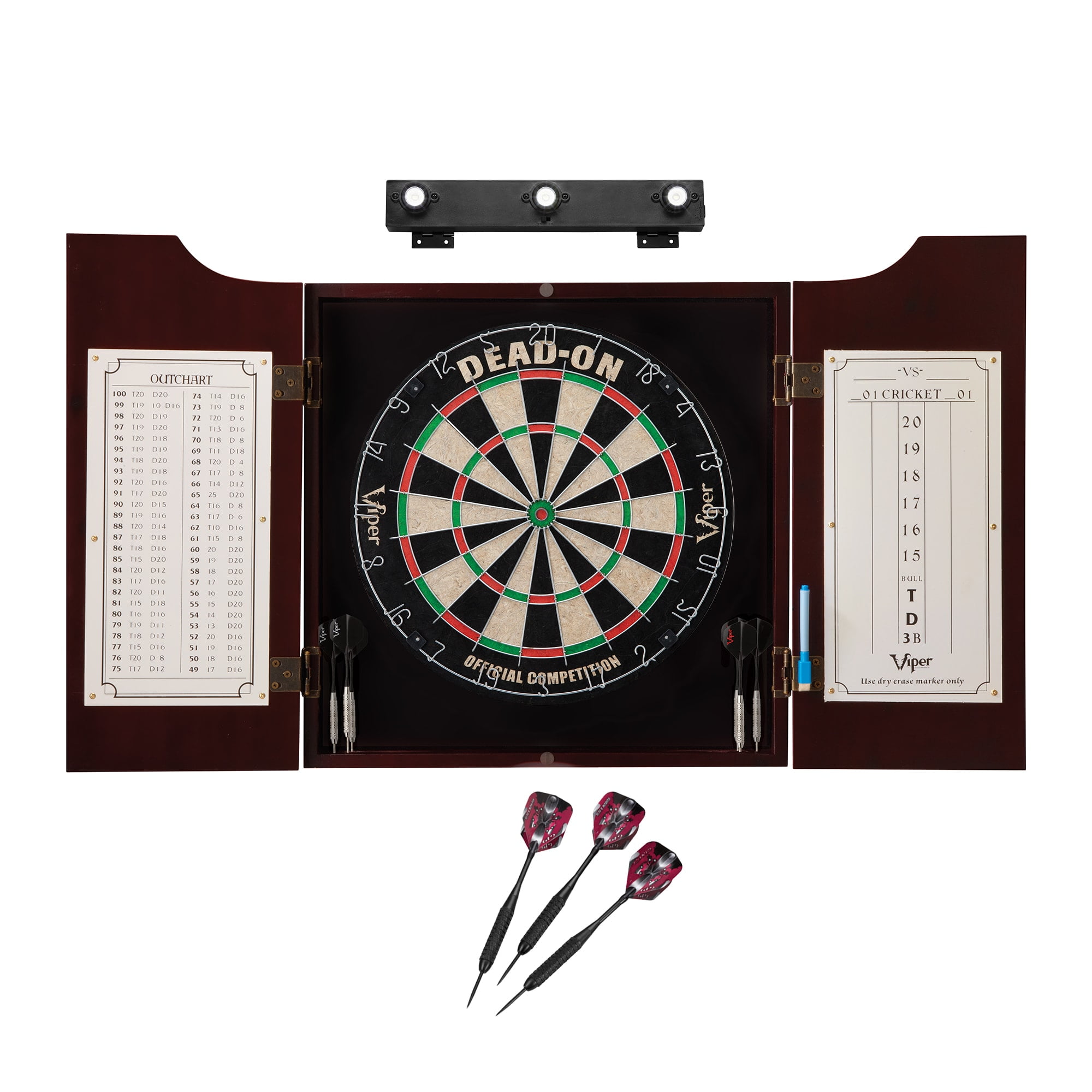 Mahogany Sisal Bristle Dartboard with Pine Wood Cabinet Set