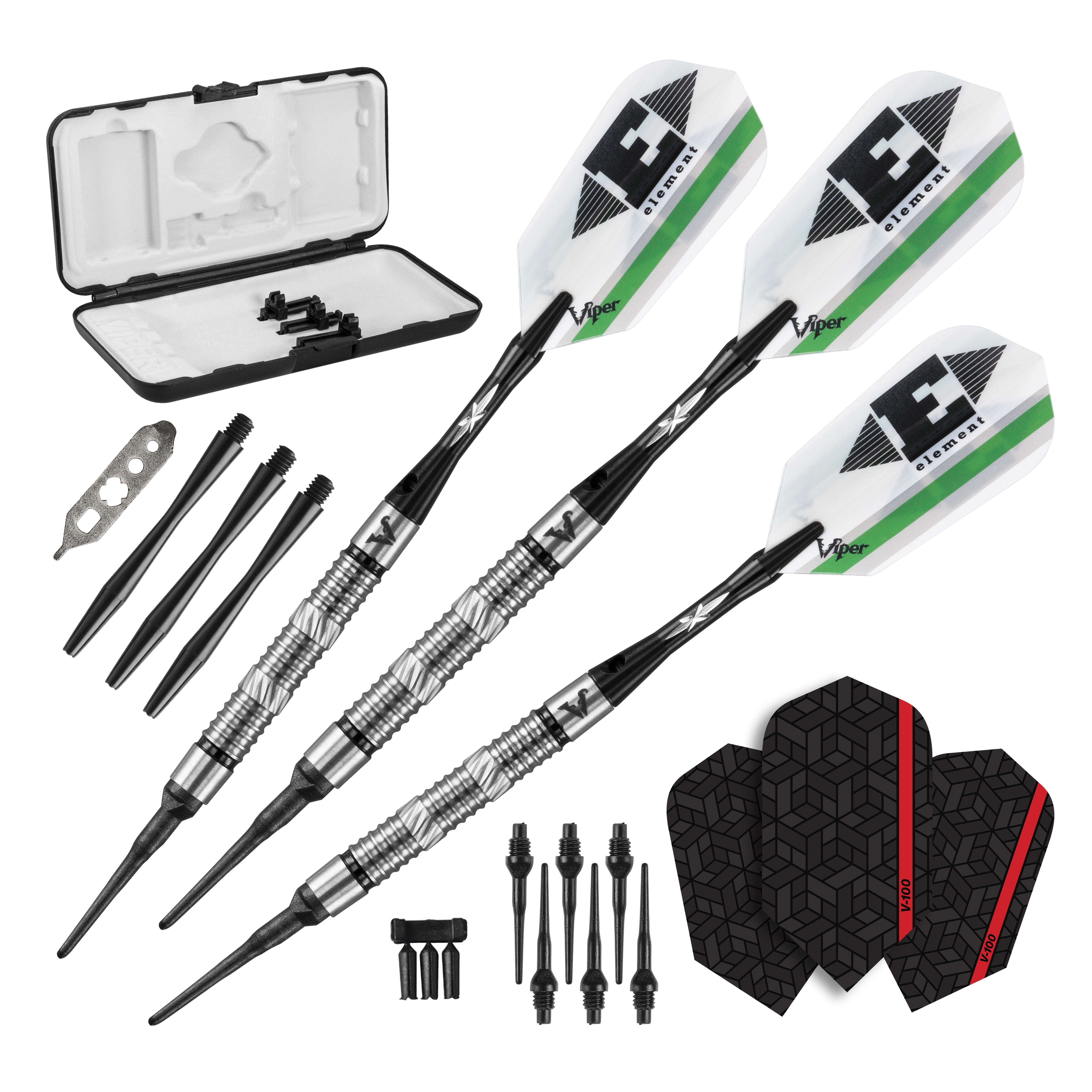 Viper Element 90% Tungsten Professional Soft Tip Dart Set, Grooved, 18 Grams