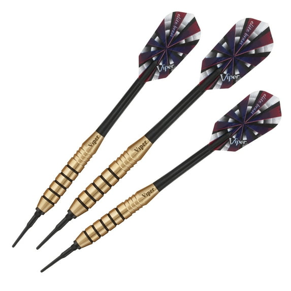 Viper Elite Brass Soft Tip Darts - Join the Exclusive Darting Club, 20g, Electronic/Sisal Boards, Durable Brass Alloy, Consistent Grip, Lightweight Nylon Shafts, Target Holographic Designs.