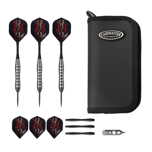 Viper Fatal Shot 24 Gram Steel Tip Darts & Casemaster Deluxe Black Dart Case