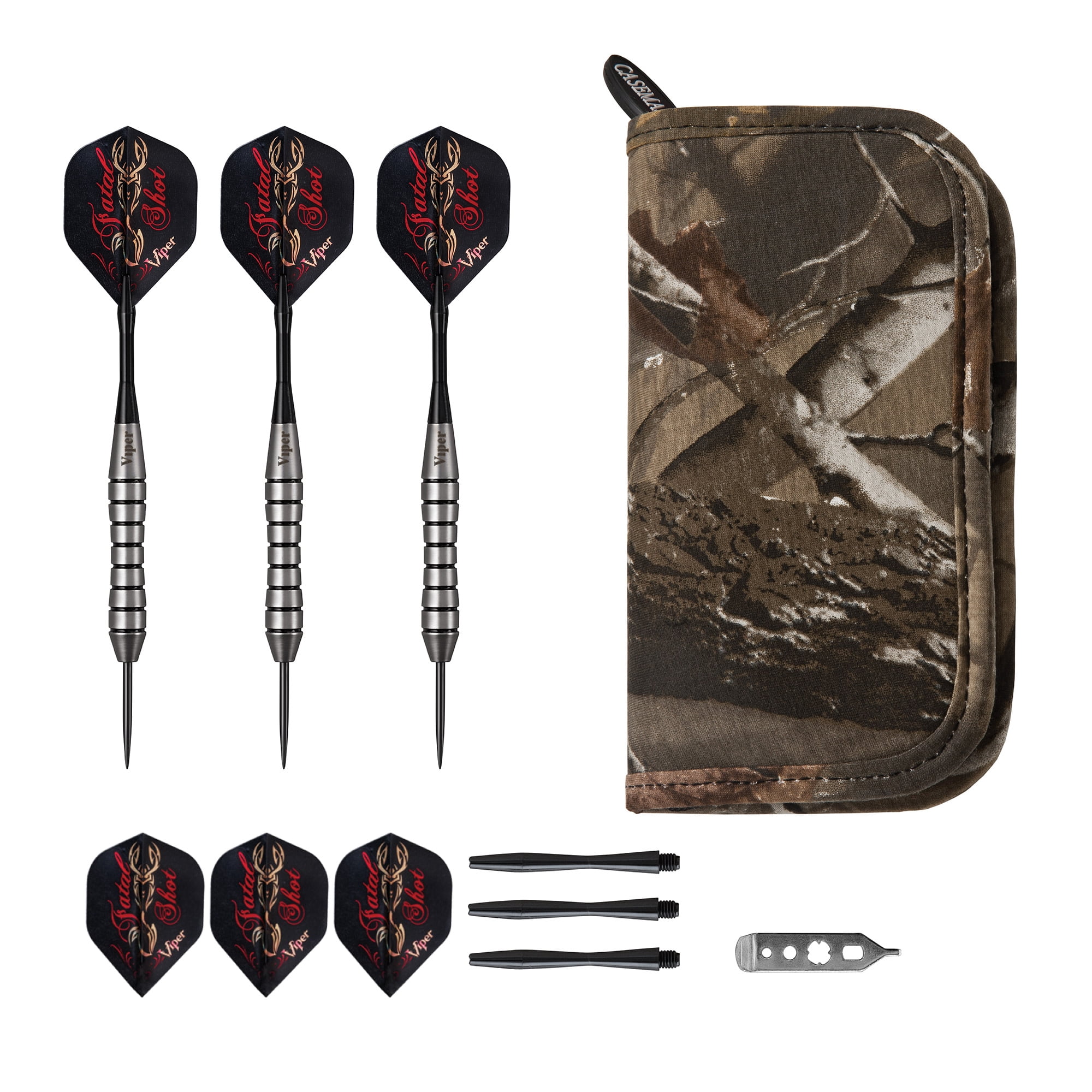 Viper Fatal Shot 24 Gram Steel Tip Darts & Casemaster Deluxe Realtree Dart Case