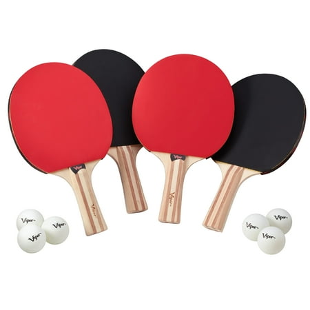 Viper Four Racket Table Tennis Set, Includes 4 Paddles and 6 Ping Pong Balls