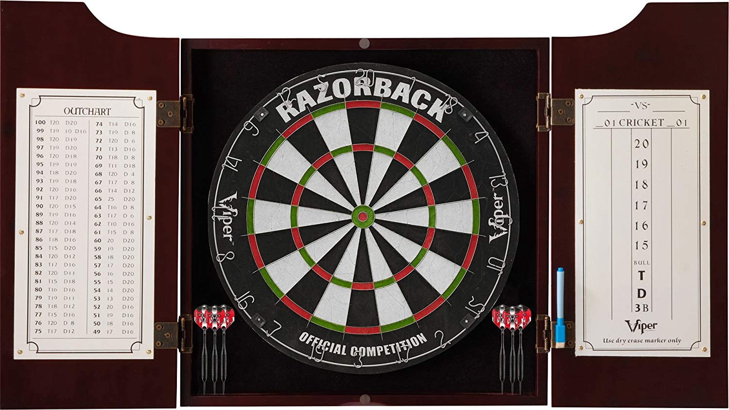 Viper Hudson Sisal/Bristle Steel Tip Dartboard & Cabinet Bundle