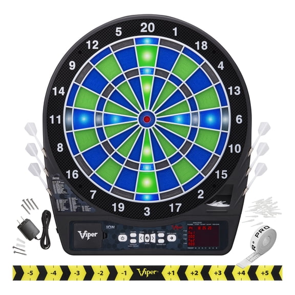 Viper ION Illuminated Electronic Dartboard - 15.5" Regulation Size - LED Lights - 48 Games - 300 Scoring Variations - 8 Player Multiplayer