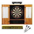 thumbnail image 1 of Viper League Sisal Dartboard, Metropolitan Oak Cabinet, Shadow Buster Dartboard Lights, "The Bull Starts Here" Throw Line Marker & Underground Raven Steel Tip Darts, 1 of 3