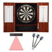 Viper Metropolitan Cinnamon Steel Tip Dartboard Cabinet, Viper Razorback Sisal Dartboard, Viper Underground Raven Steel Tip Darts 25 Grams, and Throw Line Light