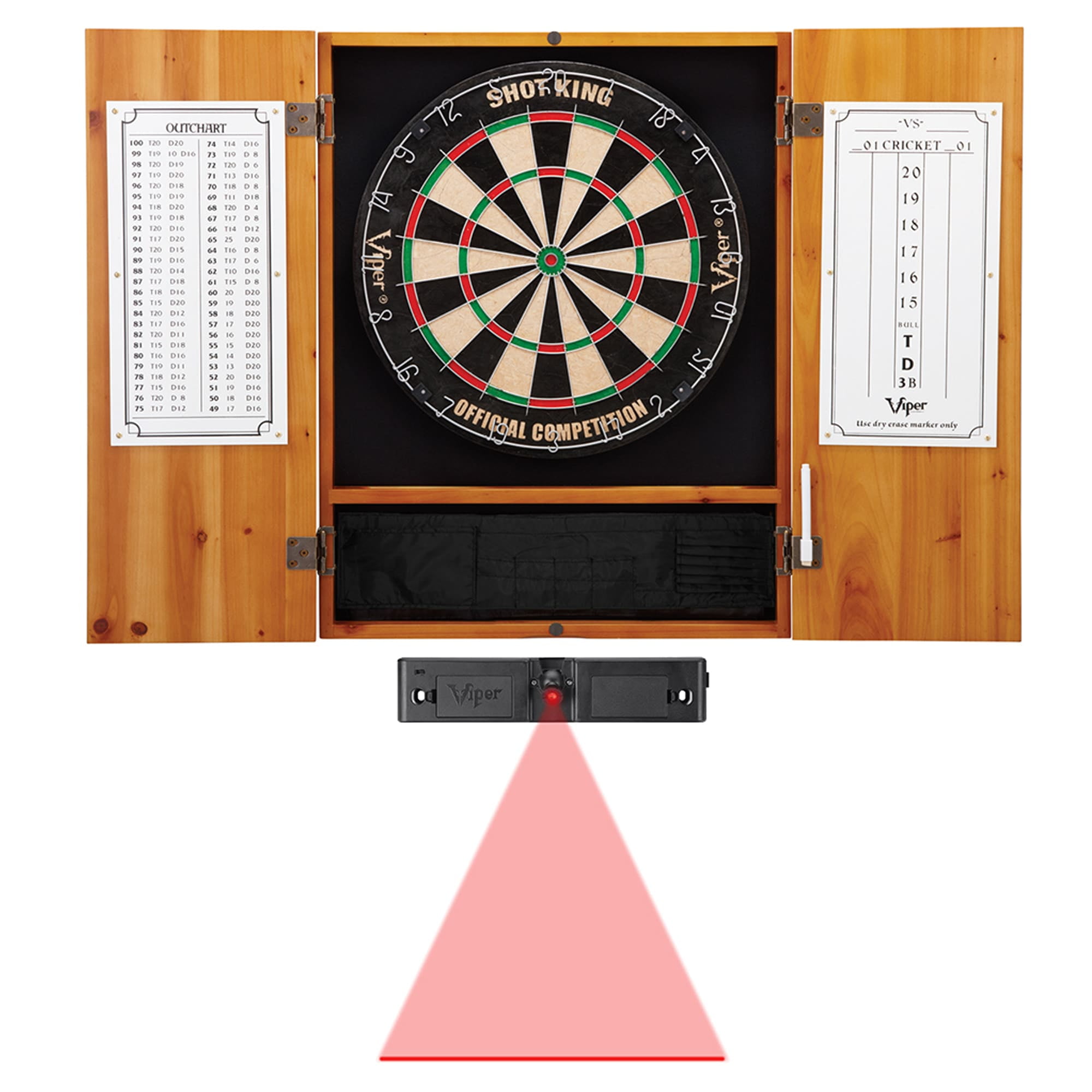 Cinnamon Pine Bristle Dartboard Cabinet Set with Darts