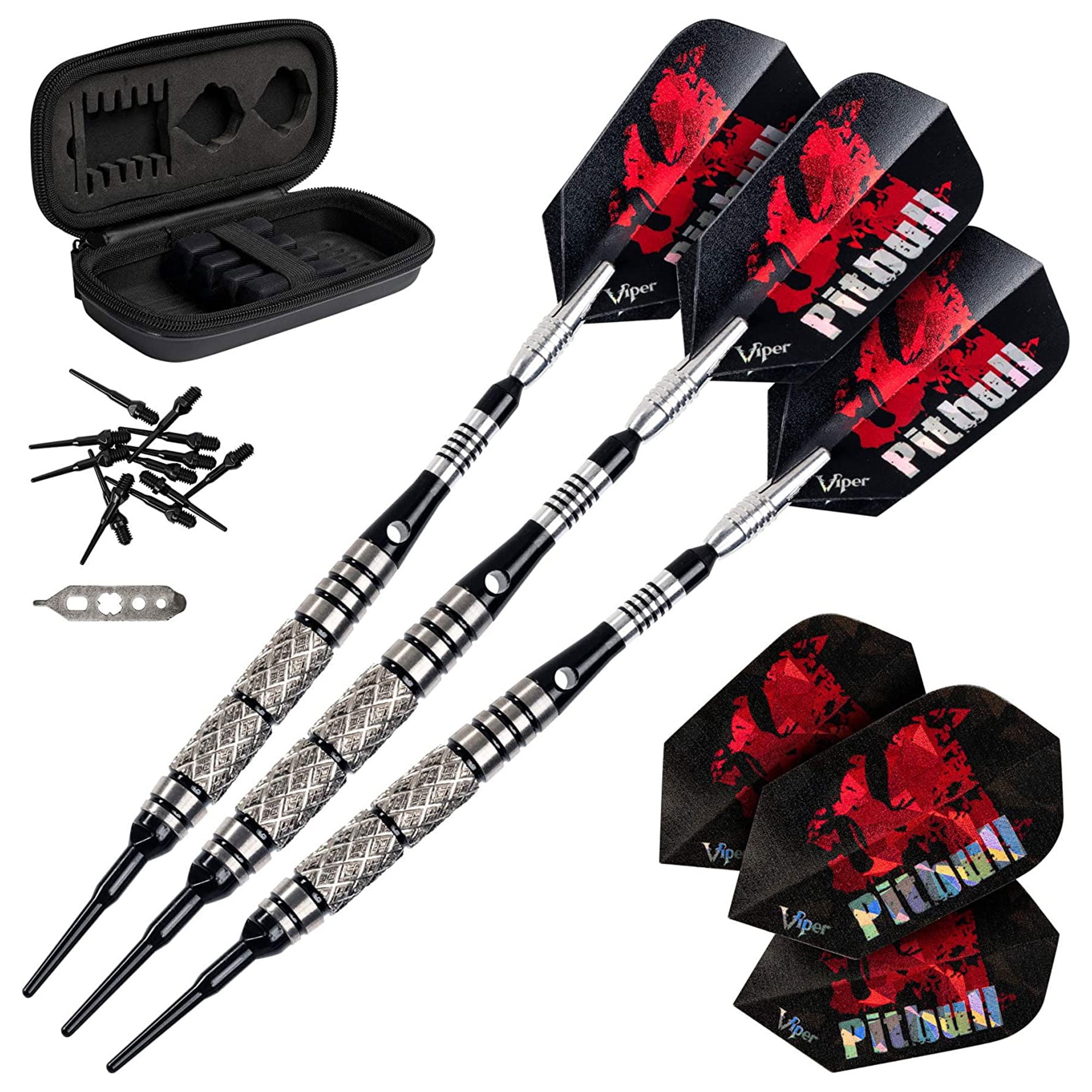 Viper Pitbull 90% Tungsten Soft Tip Dart Set, Ringed Barrel, 18 Grams