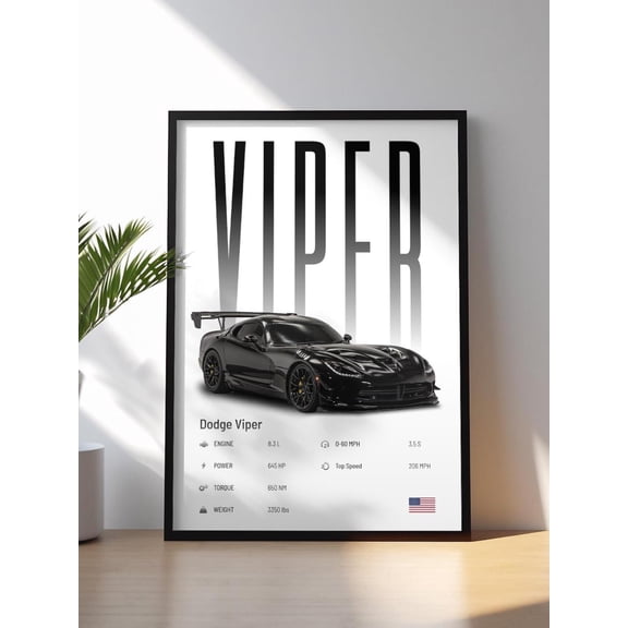 Viper Poster, Car Print, Super Car Print, Wall Decor, Unframed Paper Poster 11x14in