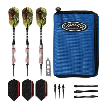 Viper Ranger Tungsten Soft Tip Darts Red Rings 18 Grams and Casemaster Select Blue Nylon Dart Case