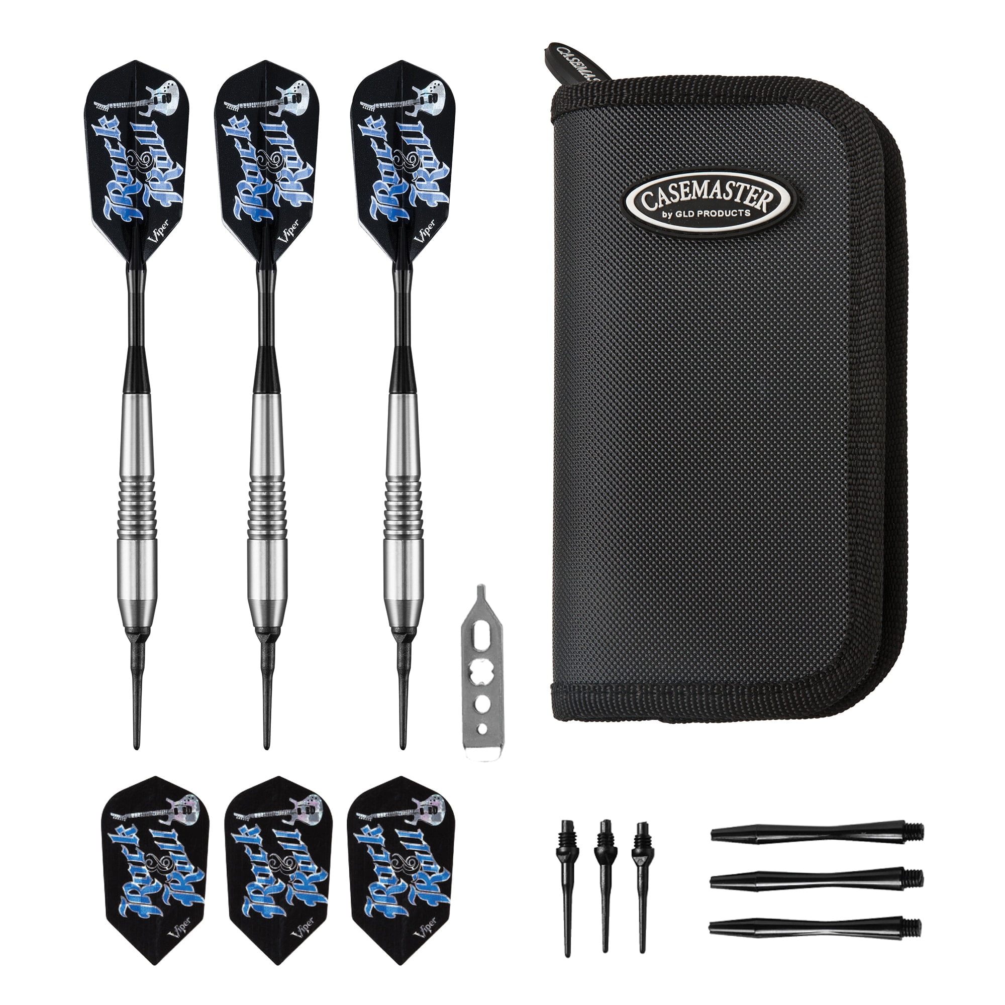 Viper Rock & Roll 18 Gram Soft Tip Darts & Casemaster Deluxe Black Dart Case