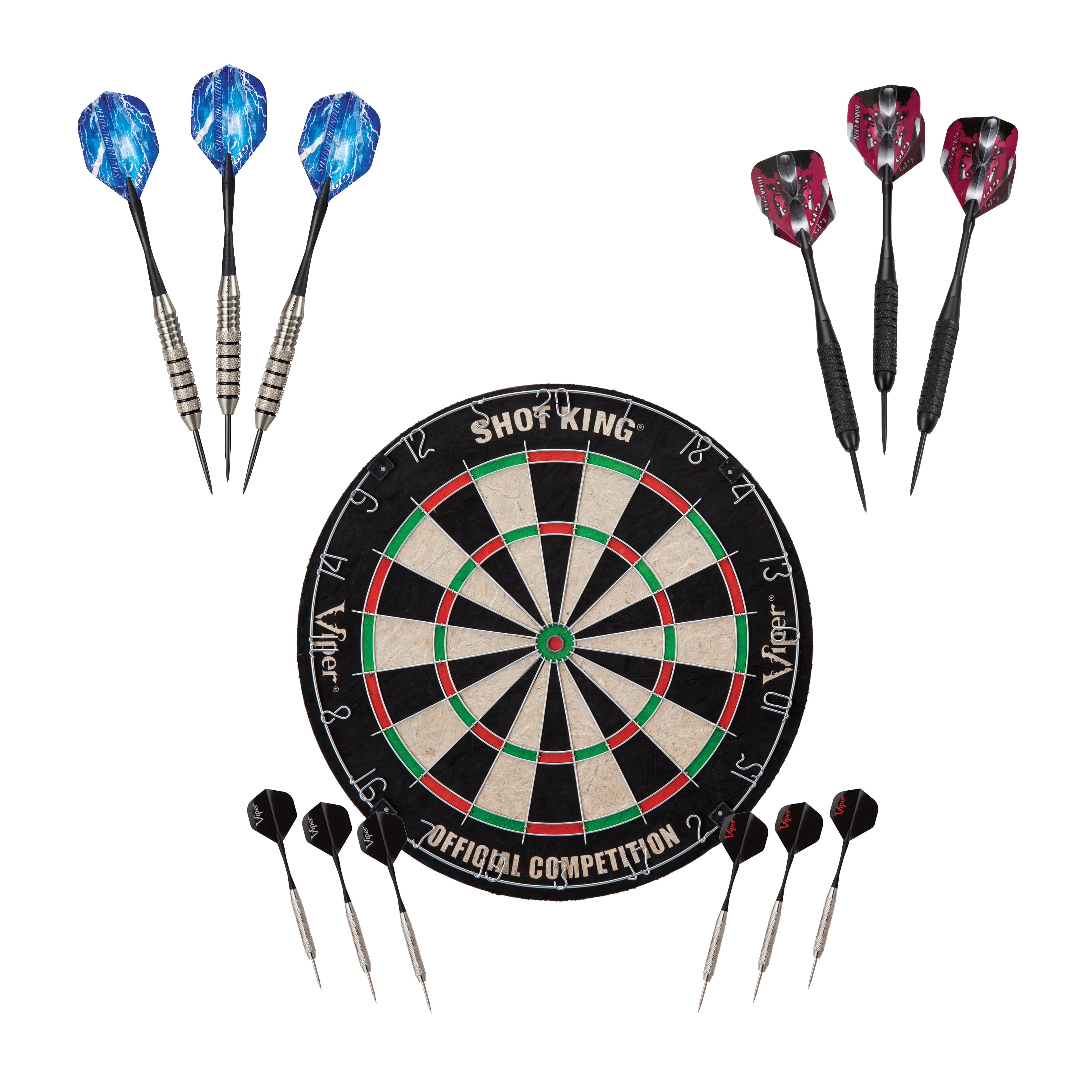Viper Shot King Black Mariah Silver Thunder Steel Tip Darts w/ Accessories Included 22g 3 Count Pack