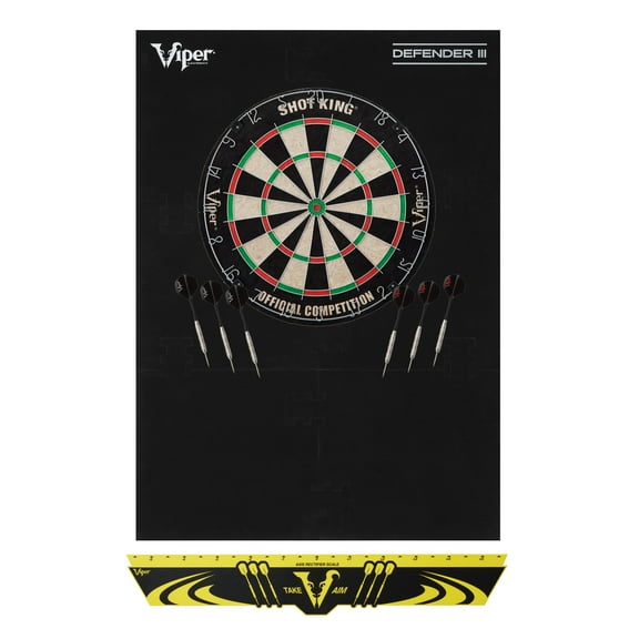 Viper Shot King Sisal Dartboard, Defender III Dart Surround and Viper Edge Throwline