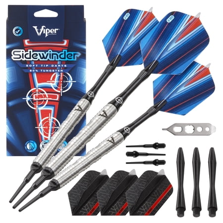 Viper Sidewinder 80% Tungsten Soft Tip Dart Set, Shark Fin Barrel, 18 Grams