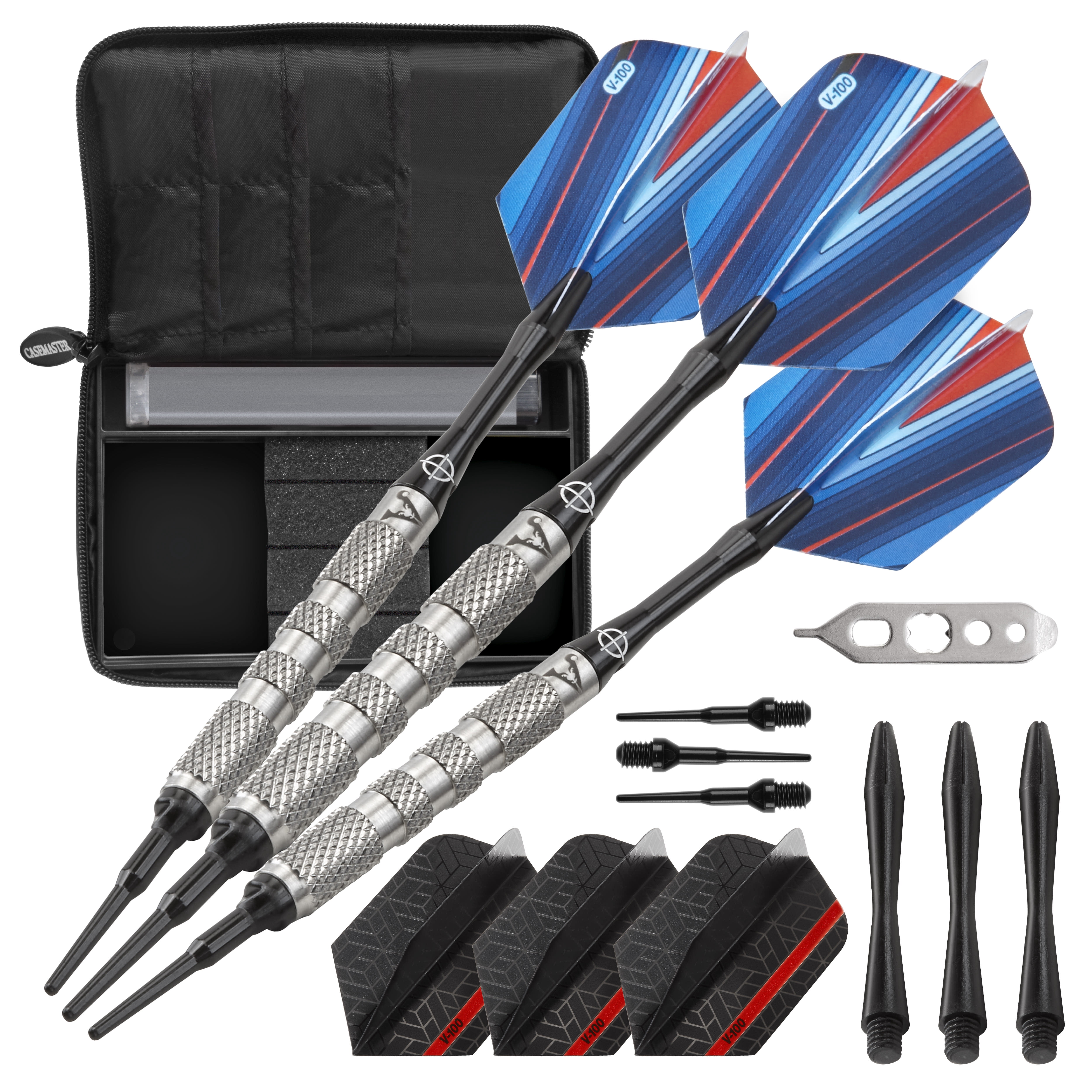 Viper Sidewinder Tungsten Soft Tip Darts Knurled Barrel 18 Grams and Casemaster Select Pink Nylon Dart Case