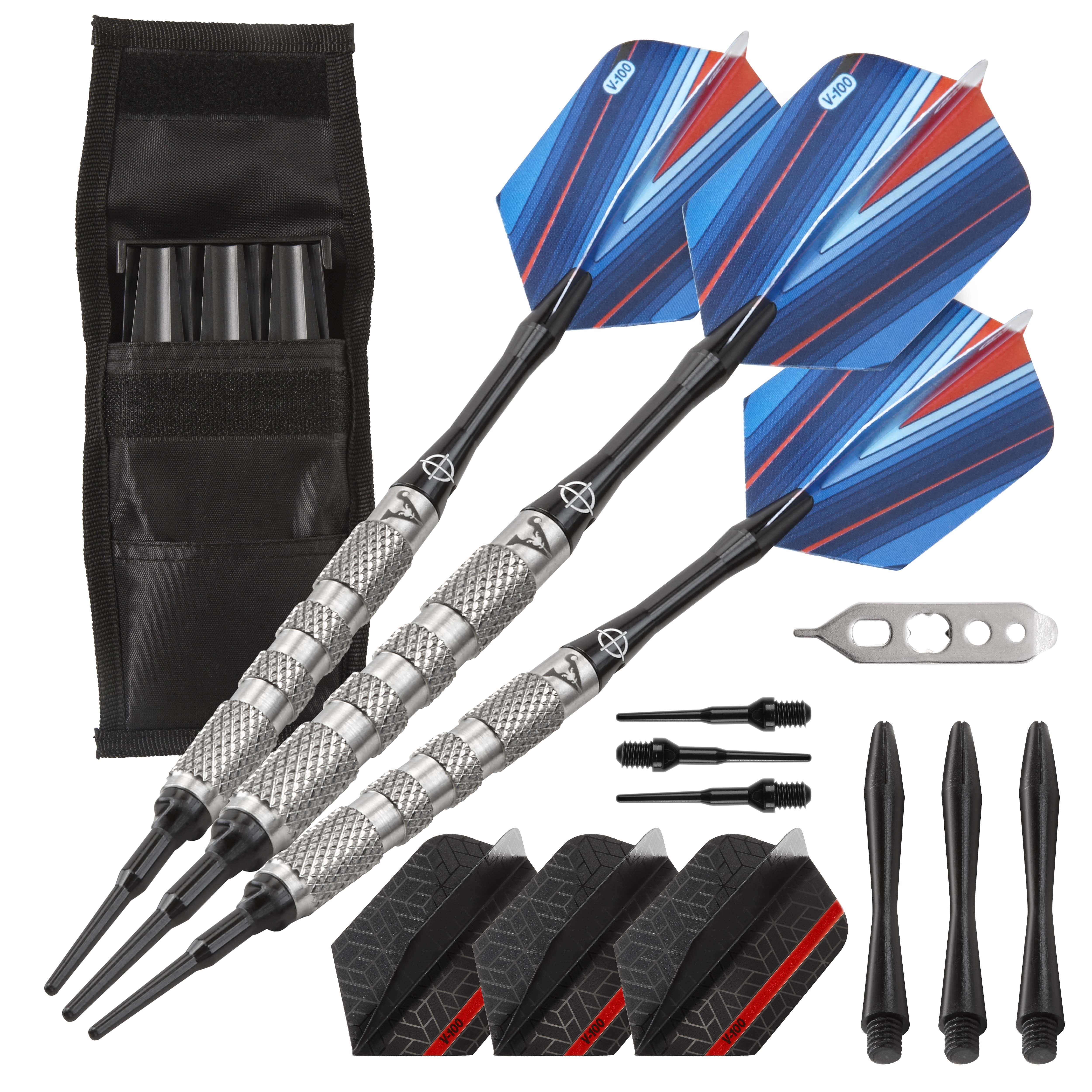 Viper Sidewinder Tungsten Soft Tip Darts Knurled Barrel 18 Grams and Casemaster Single Black Dart Case