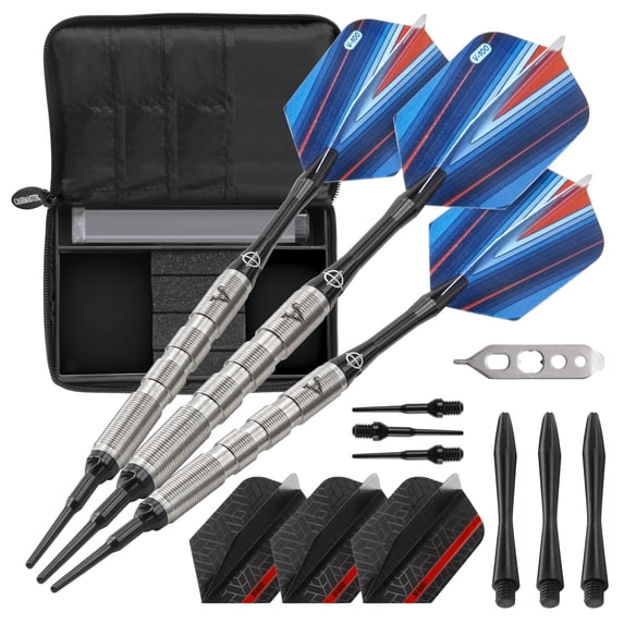 Viper Sidewinder Tungsten Soft Tip Darts Ringed Barrel 18 Grams and Casemaster Select Pink Nylon Dart Case