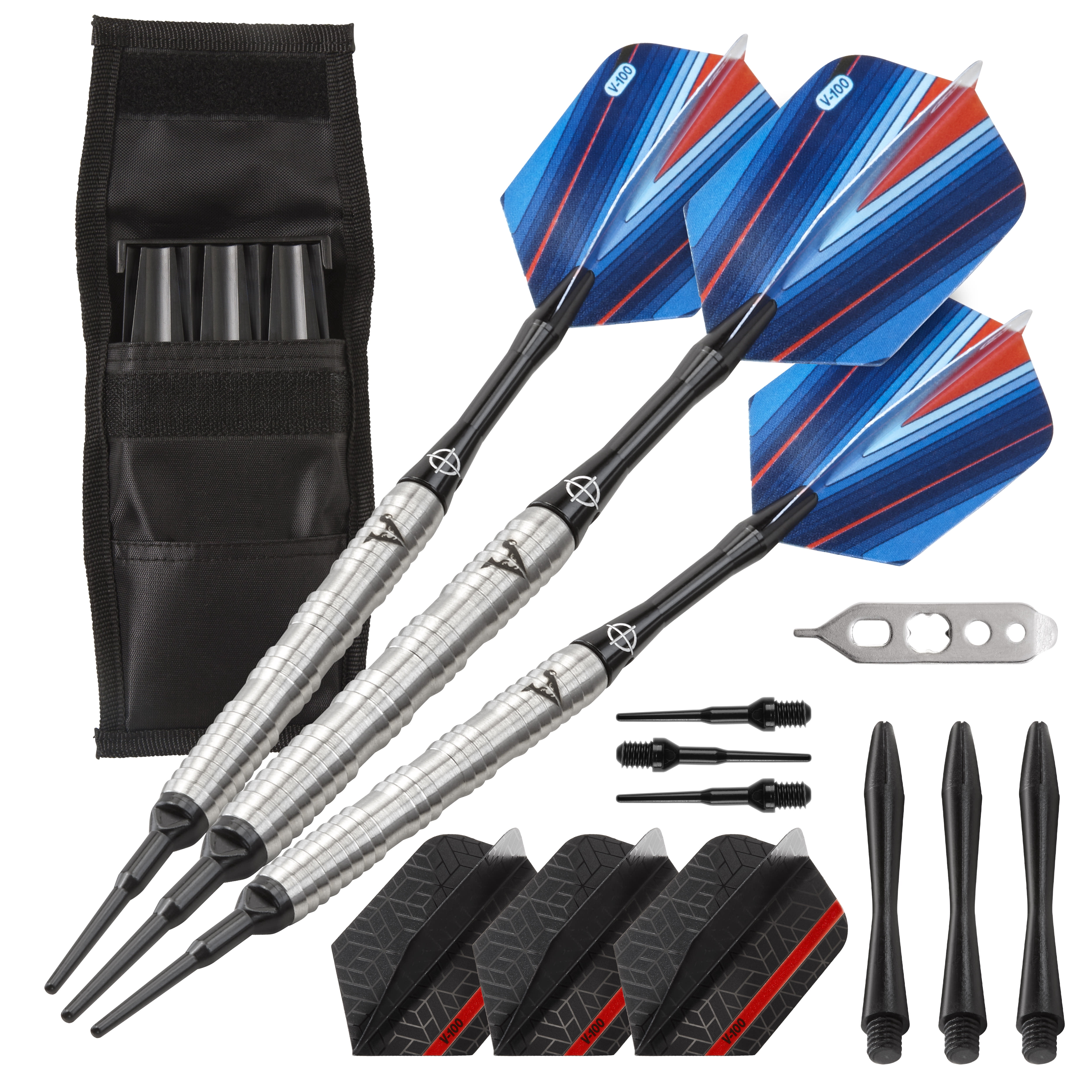 Viper Sidewinder Tungsten Soft Tip Darts Shark Fin Barrel 18 Grams and Casemaster Single Black Dart Case
