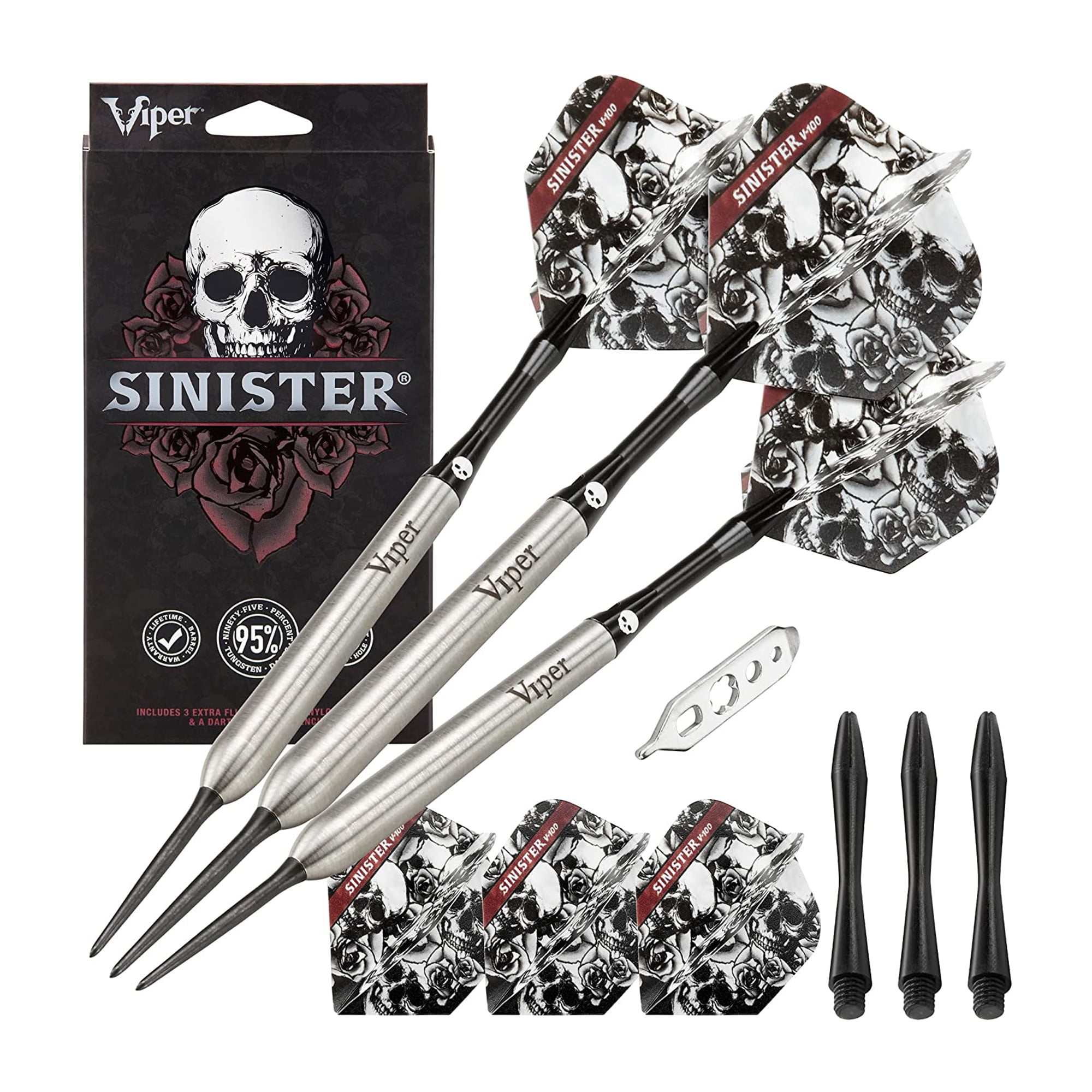 Viper Sinister 95% Tungsten Professional Steel Tip Dart Set, 25 Grams 
