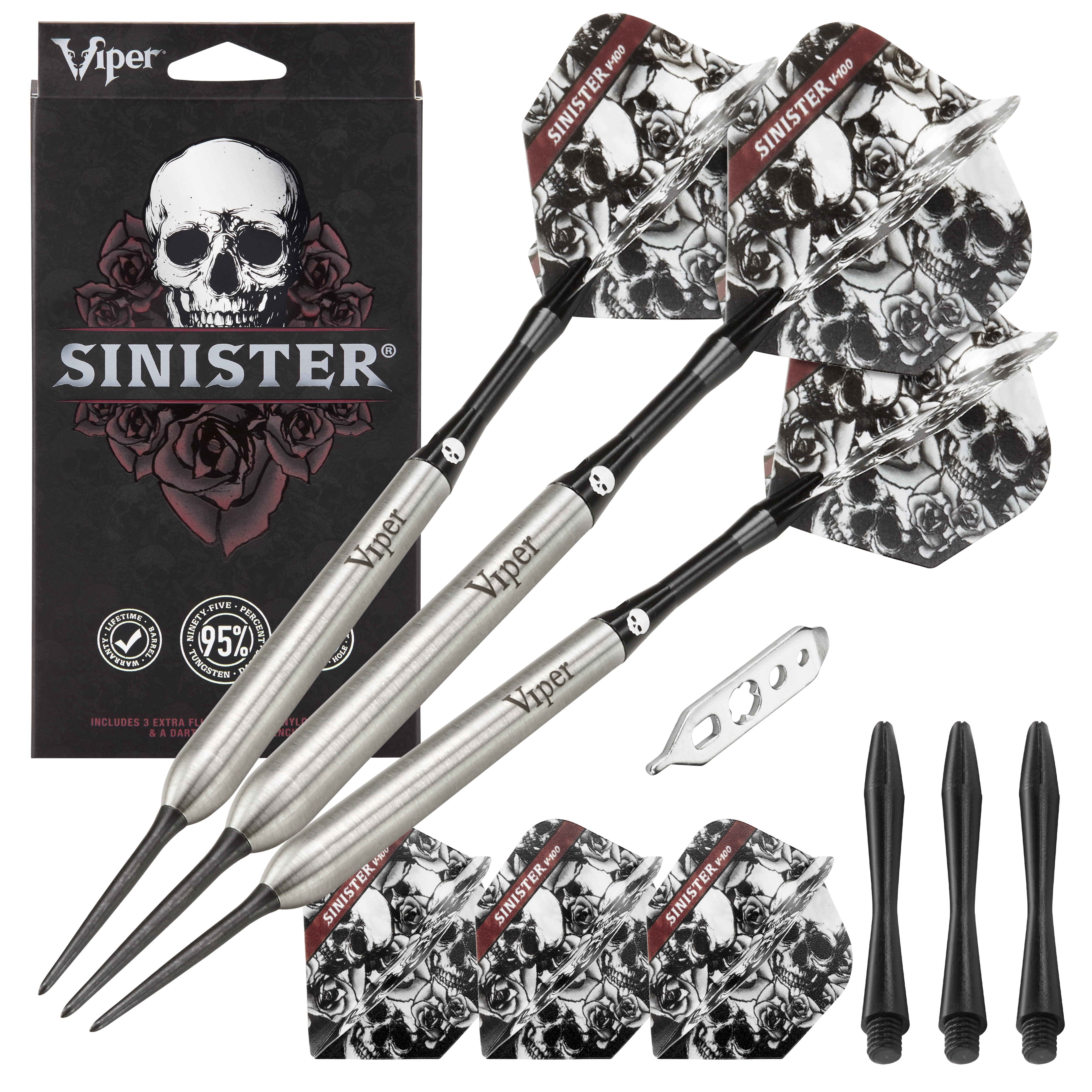 Viper Sinister 95% Tungsten Professional Steel Tip Dart Set, 25 Grams