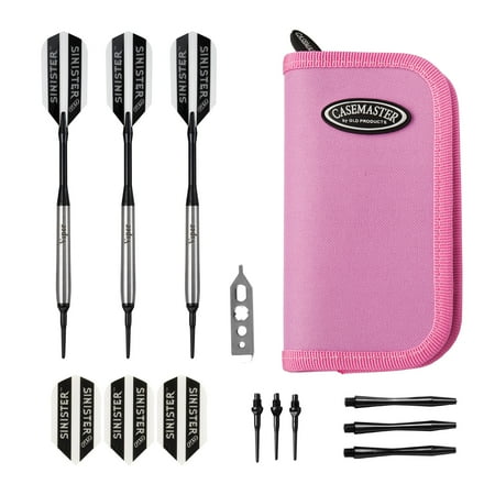 Viper Sinister Tungsten Soft Tip Darts Smooth Barrel 16 Grams and Casemaster Deluxe Pink Nylon Dart Case