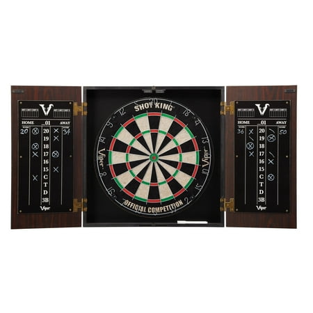 Viper Stadium Dartboard Cabinet with Shot King Sisal Dartboard - Mahogany