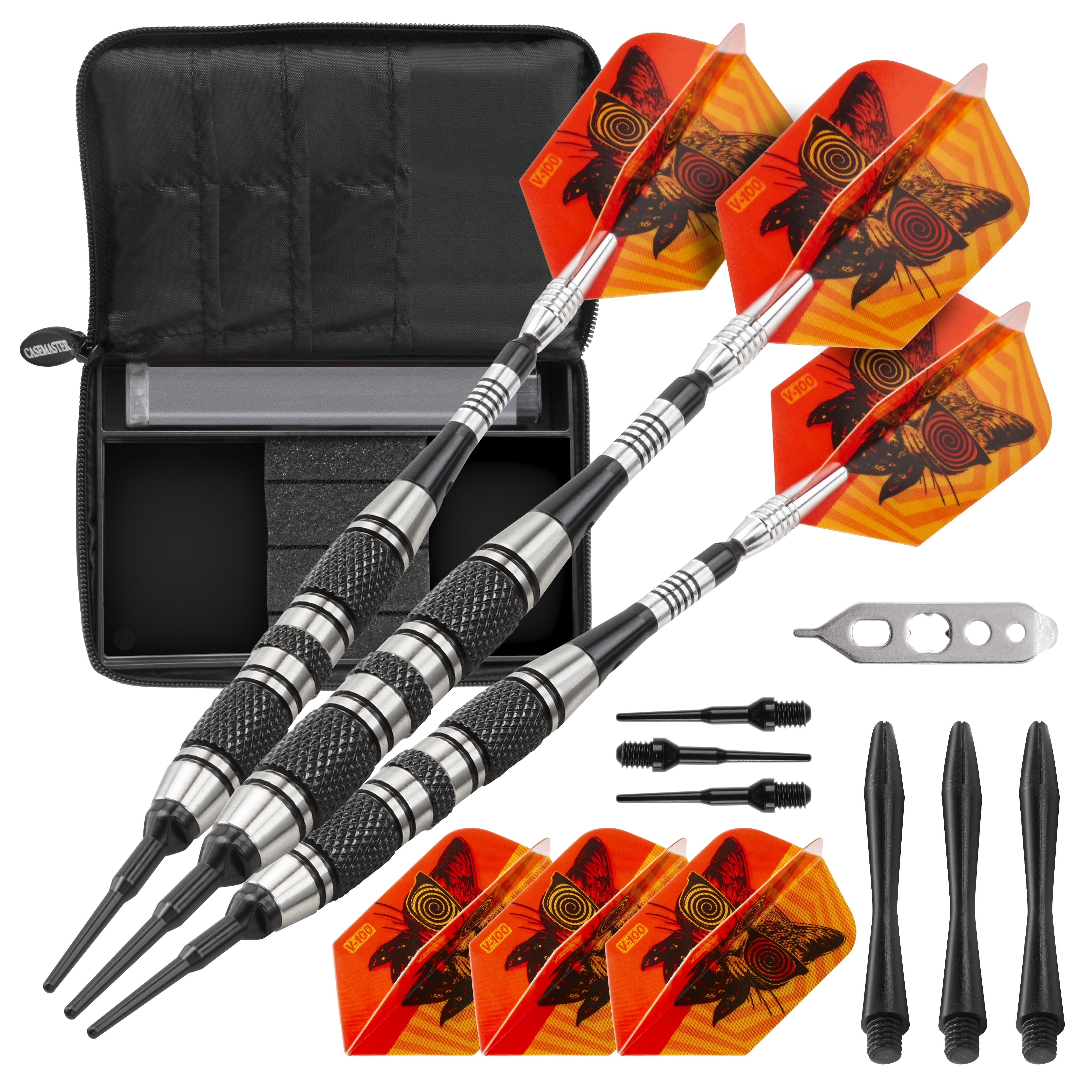 Viper The Freak Soft Tip Darts 3 Knurled Rings Barrel 18 Grams and Casemaster Select Blue Nylon Dart Case