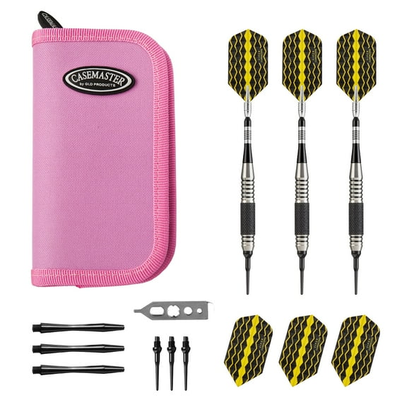Viper The Freak Soft Tip Darts Knurled and Grooved Barrel 18 Grams and Casemaster Deluxe Pink Nylon Dart Case